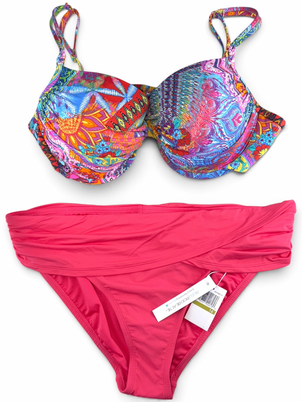 Bleu Rod Beattie Groovy Baby Underwire Bikini Set Watermelon High Cut Bottom NWT